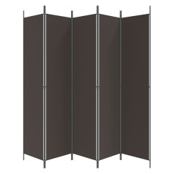 Cloison de séparation 5 panneaux Marron 250x220 cm Tissu 632553632553
