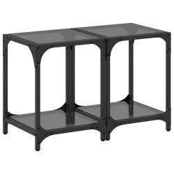 Tables basses avec dessus en verre noir 2 pcs 30x30x40 cm acier 632560632560