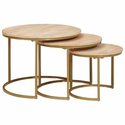 Tables basses gigognes 3 pcs Bois de mangue massif et acier 632562632562