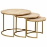 Tables basses gigognes 3 pcs Bois de mangue massif et acier 632562632562