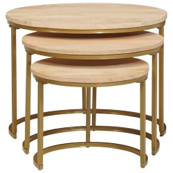Tables basses gigognes 3 pcs Bois de mangue massif et acier 632562632562