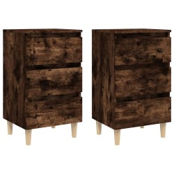 Tables de chevet et pieds en bois 2 pcs Chêne fumé 40x35x69 cm 632567632567
