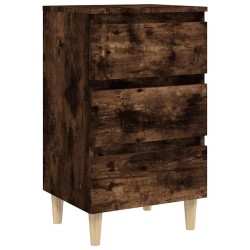 Tables de chevet et pieds en bois 2 pcs Chêne fumé 40x35x69 cm 632567632567