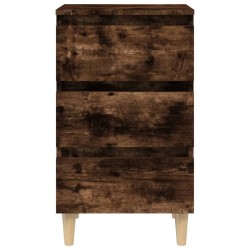 Tables de chevet et pieds en bois 2 pcs Chêne fumé 40x35x69 cm 632567632567