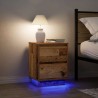 Tables de chevet avec lumières LED 2pcs vieux bois 38x34x50 cm 632576632576