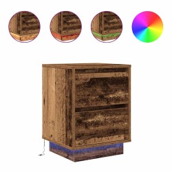 Tables de chevet avec lumières LED 2pcs vieux bois 38x34x50 cm 632576632576