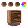 Tables de chevet avec lumières LED 2pcs vieux bois 38x34x50 cm 632576632576