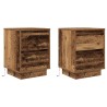 Tables de chevet avec lumières LED 2pcs vieux bois 38x34x50 cm 632576632576