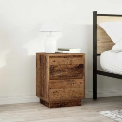 Tables de chevet avec lumières LED 2pcs vieux bois 38x34x50 cm 632576632576