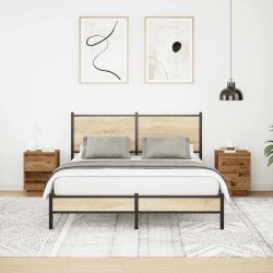 Tables de chevet avec lumières LED 2pcs vieux bois 38x34x50 cm 632576632576