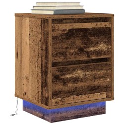 Tables de chevet avec lumières LED 2pcs vieux bois 38x34x50 cm 632576632576