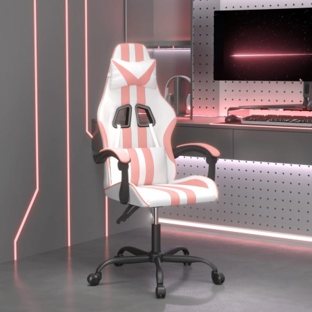 Chaise de jeu pivotante Blanc et rose Similicuir 632578632578