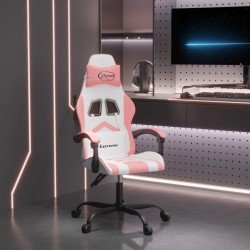 Chaise de jeu pivotante Blanc et rose Similicuir 632579632579