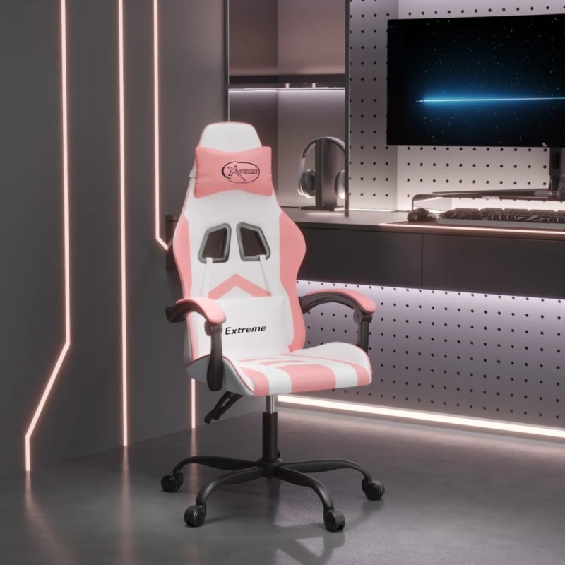 Chaise de jeu pivotante Blanc et rose Similicuir 632579632579