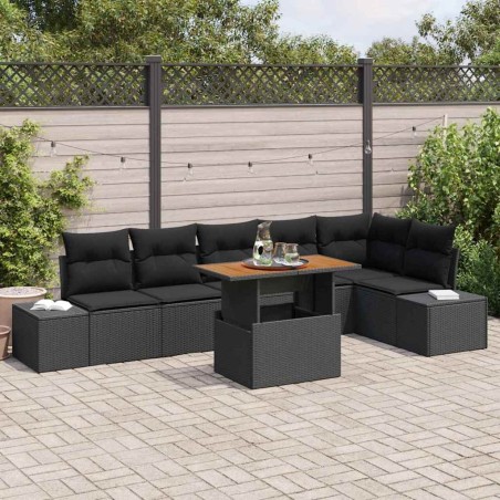 Ensemble de canapé de jardin 7 pc Noir et Marron 632580632580
