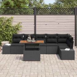 Ensemble de canapé de jardin 7 pc Noir et Marron 632580632580