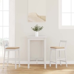 Tabourets de bar avec coussins (lot de 2) en bois massif blanc et caoutchouc 632598632598