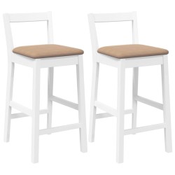 Tabourets de bar avec coussins (lot de 2) en bois massif blanc et caoutchouc 632598632598