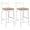Tabourets de bar avec coussins (lot de 2) en bois massif blanc et caoutchouc 632598632598