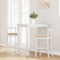 Tabourets de bar avec coussins (lot de 2) en bois massif blanc et caoutchouc 632598632598
