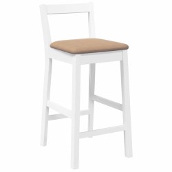 Tabourets de bar avec coussins (lot de 2) en bois massif blanc et caoutchouc 632598632598