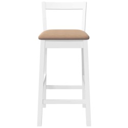 Tabourets de bar avec coussins (lot de 2) en bois massif blanc et caoutchouc 632598632598
