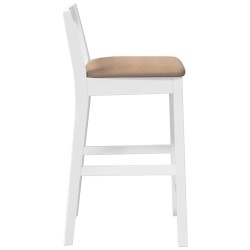 Tabourets de bar avec coussins (lot de 2) en bois massif blanc et caoutchouc 632598632598