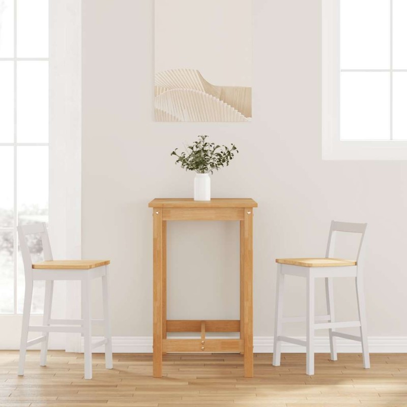 Tabourets de bar (lot de 2) en bois massif blanc et caoutchouc 632599632599