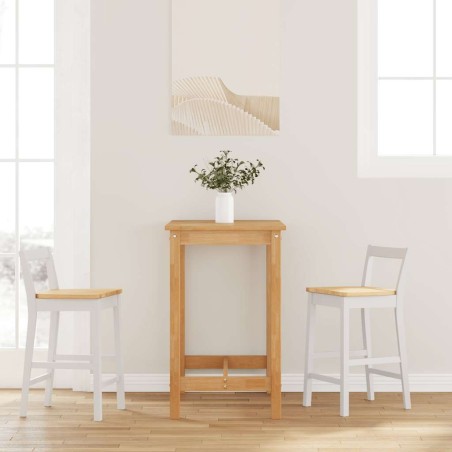 Tabourets de bar (lot de 2) en bois massif blanc et caoutchouc 632599632599