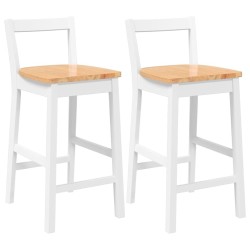 Tabourets de bar (lot de 2) en bois massif blanc et caoutchouc 632599632599