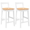 Tabourets de bar (lot de 2) en bois massif blanc et caoutchouc 632599632599
