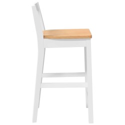 Tabourets de bar (lot de 2) en bois massif blanc et caoutchouc 632599632599