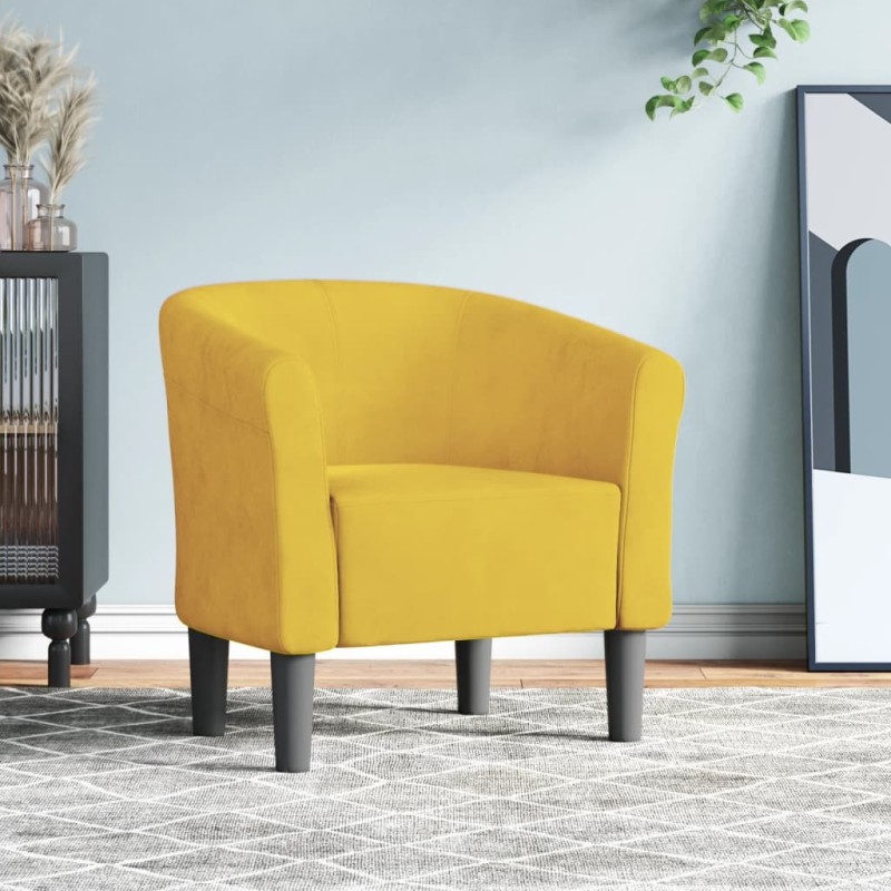Chaise cabriolet jaune velours 632603632603
