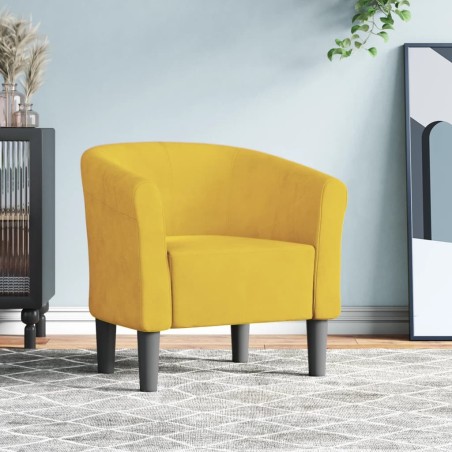 Chaise cabriolet jaune velours 632603632603