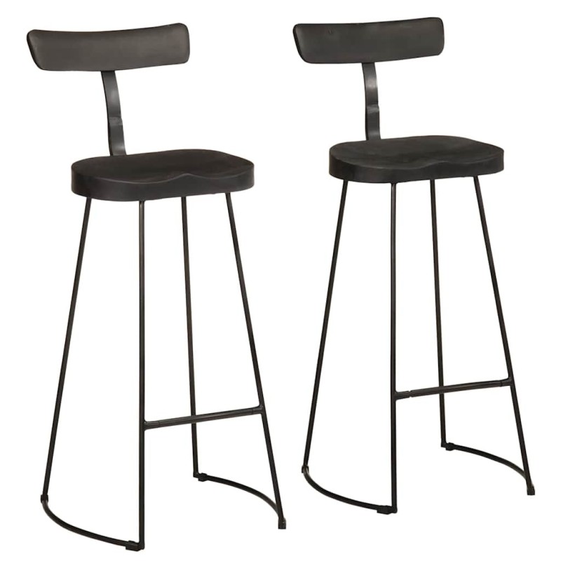 Tabourets de bar lot de 2 noir 49x43x103cm bois manguier massif 632615632615