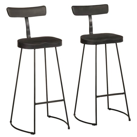 Tabourets de bar lot de 2 noir 49x43x103cm bois manguier massif 632615632615