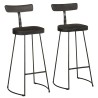 Tabourets de bar lot de 2 noir 49x43x103cm bois manguier massif 632615632615