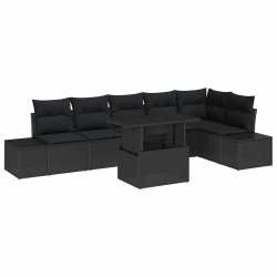 Ensemble de canapé de jardin avec coussin 7 pcs Noir 632635632635