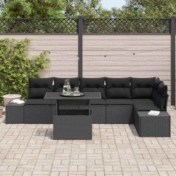 Ensemble de canapé de jardin avec coussin 7 pcs Noir 632635632635