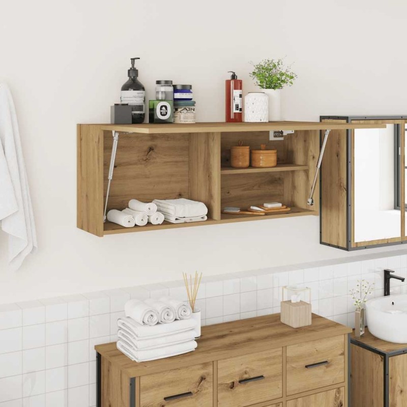 Armoire murale de bain chêne artisanal bois d'ingénierie 632641632641