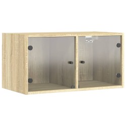Armoire murale avec portes en verre chêne sonoma 68,5x37x35 cm 632655632655
