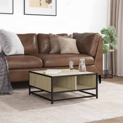 Table basse chêne sonoma 60,5x60,5x30cm bois d'ingénierie/métal 632662632662