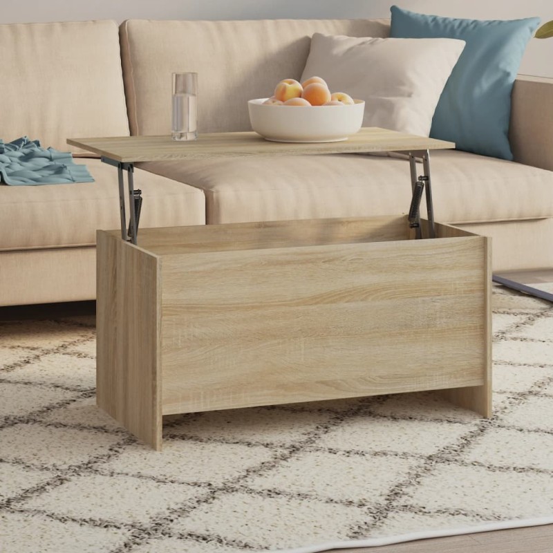 Table basse chêne sonoma 102x55,5x52,5 cm bois d'ingénierie 632663632663