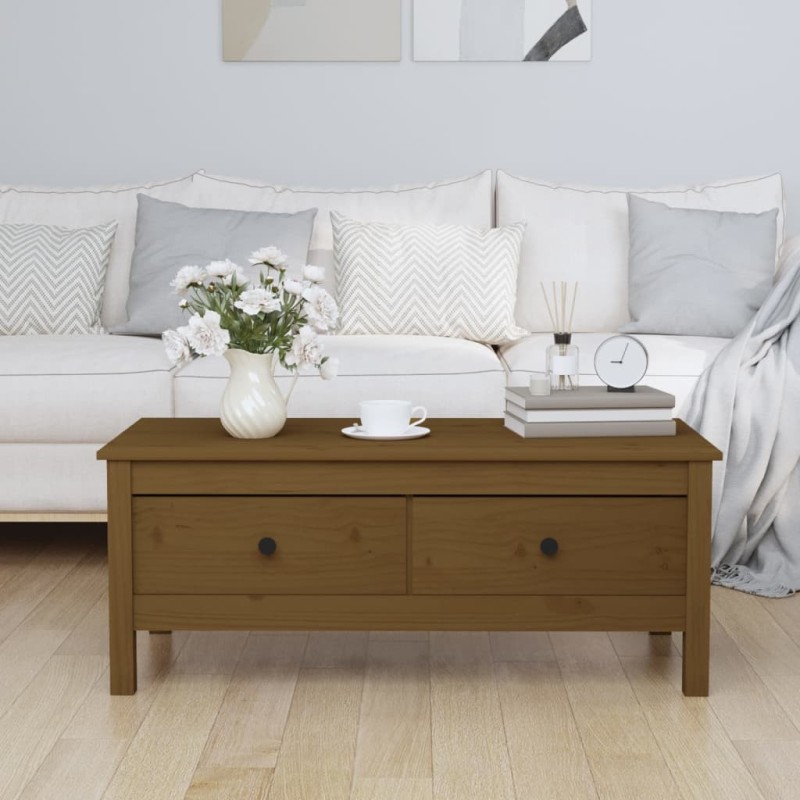 Table basse Marron miel 100x50x40 cm Bois massif de pin 632692632692