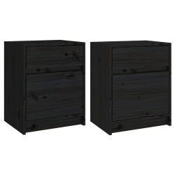 Tables de chevet 2 pcs Noir 40x31x50 cm Bois de pin massif 632696632696