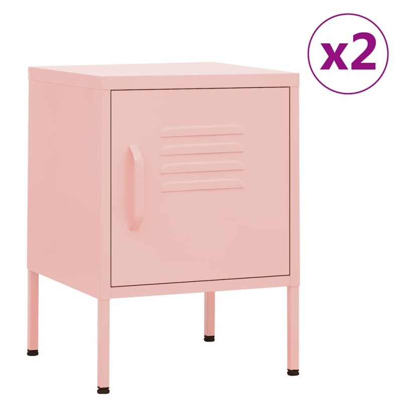 Tables de chevet 2 pcs Rose 35x35x51 cm Acier 632697632697