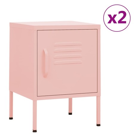 Tables de chevet 2 pcs Rose 35x35x51 cm Acier 632697632697