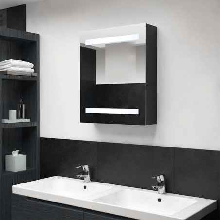 Armoire de salle de bain à miroir LED noir 50x14x60 cm 632706632706