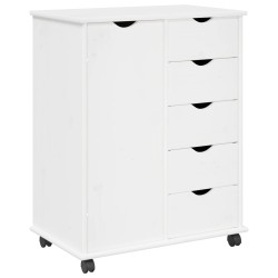 Cabinet roulant Blanc 63,5 x 39 x 79 cm Bois de Pin Massif 632714632714