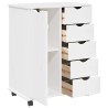 Cabinet roulant Blanc 63,5 x 39 x 79 cm Bois de Pin Massif 632714632714